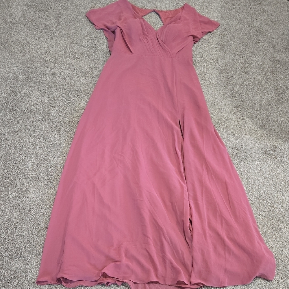 Azazie Rylee Mauve A-Line Pleated Chiffon Dress - Picture 3 of 8